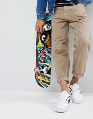 Расклешенные джинсы песочного цвета с контрастной строчкой ASOS DESIGN. Цвет: светло-бежевый