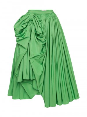 Асимметричная юбка-миди с бантом и драпировкой , зеленый Alexander McQueen