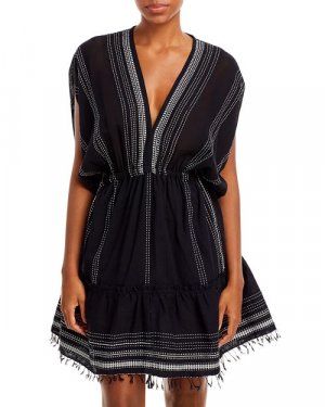 Короткое пляжное платье Leliti с глубоким вырезом и Lemlem, цвет Black lemlem