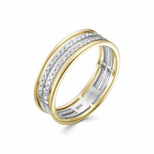 Кольцо обручальное Vesna jewelry, белое золото, 585 проба, родирование, бриллиант, размер 17, бесцветный jewelry. Цвет: бесцветный