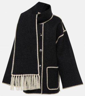 Куртка-шарф с вышивкой из смесовой шерсти TOTEME, серый Totême