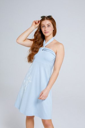 Комбинированное платье Mae из органической ткани с верхом-бандо и воротником-хомутом , синий Animal