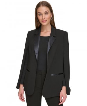 Женский пиджак-смокинг с открытым передом и накидкой , черный DKNY