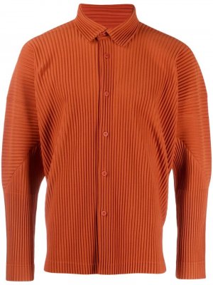 Плиссированная рубашка с длинными рукавами Homme Plissé Issey Miyake. Цвет: оранжевый