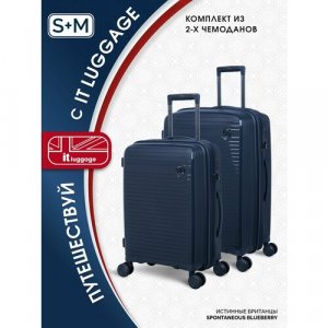 Комплект чемоданов IT Luggage, 2 шт., 112 л, размер S+, синий luggage. Цвет: синий