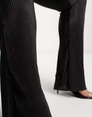 Черные плиссированные расклешенные брюки Plus Lola May. Цвет: черный