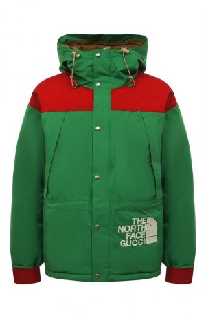 Пуховик North Face x Gucci. Цвет: зелёный