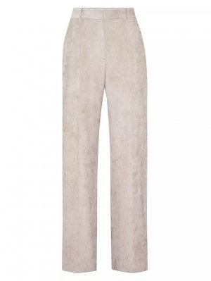 Свободные прямые брюки из тисненого вельвета , цвет warm beige Brunello Cucinelli