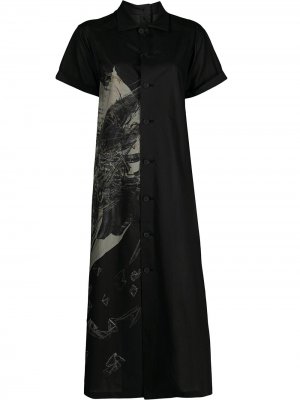 Длинное платье-рубашка Yohji Yamamoto. Цвет: черный