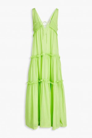 Платье макси из вуали Myla с присборками хлопка и шелка NICHOLAS, зеленый Nicholas