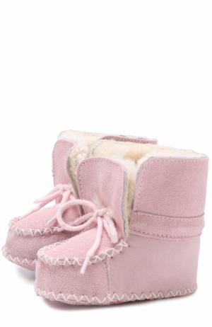 Замшевые пинетки на шнуровке Polo Ralph Lauren. Цвет: розовый