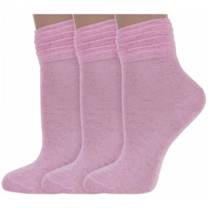 Носки , 3 пары, размер 23 (36-37), розовый LorenzLine. Цвет: розовый
