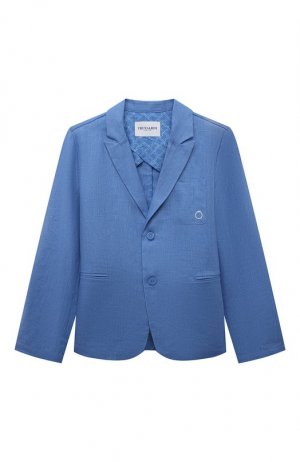 Льняной пиджак Trussardi junior. Цвет: синий