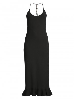 Компактное эластичное платье-миди-колонна, черный Rebecca Taylor