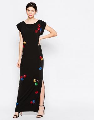 Цельнокройное платье макси с паззлами из пайеток House Of Ja Lulu & Co. Цвет: черный
