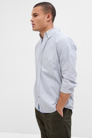 Рубашка с длинными рукавами из эластичного поплина стандартного кроя Gap, белый GAP