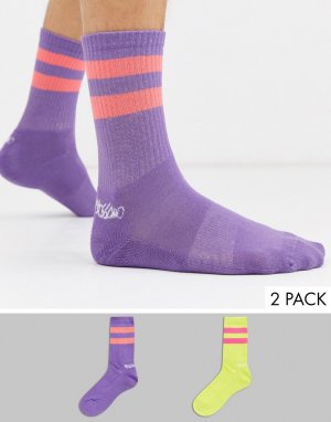 Набор из 2 пар спортивных носков в рубчик сиреневого и желтого цвета -Мульти Mossimo