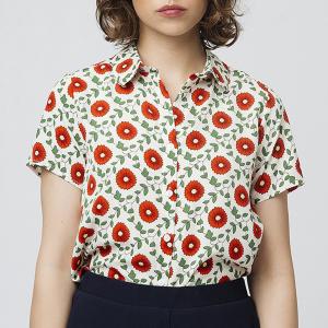Блузка с цветочным рисунком и короткими рукавами COMPANIA FANTASTICA. Цвет: экрю/ красный