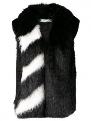 Faux-fur stripe contrast gilet Off-White. Цвет: черный