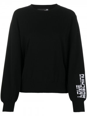 Пуловер вязки интарсия с логотипом Love Moschino. Цвет: черный