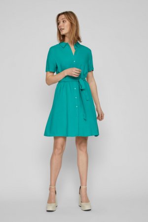 Платье-рубашка с короткими рукавами Vila, зеленый VILA