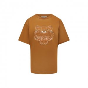 Хлопковая футболка Kenzo. Цвет: коричневый