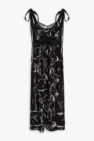 Платье миди из шелкового крепдешина с принтом , черный Hayley Menzies