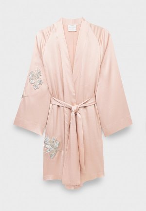 Жакет Forte embroidered stretch silk satin kimono petalo. Цвет: розовый