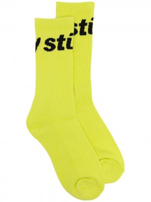 Носки вязки интарсия с логотипом Stussy. Цвет: желтый