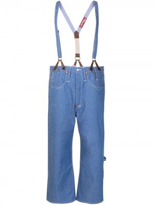 Укороченные джинсы с подтяжками Junya Watanabe MAN. Цвет: синий