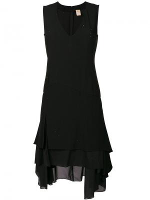 Платье с глубоким вырезом и оборкой Pascal Millet. Цвет: чёрный