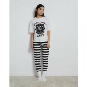 Пижама , размер 8-10л/134-140, черный, белый Gloria Jeans. Цвет: белый/черный/белый-черный