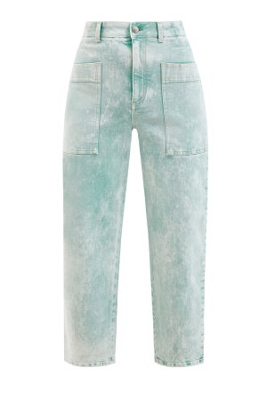 Укороченные джинсы mom’s с накладными карманами STELLA McCARTNEY. Цвет: зеленый