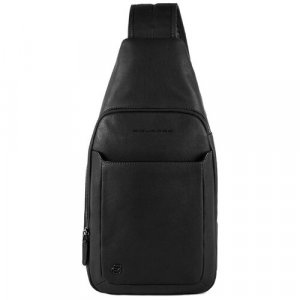 Рюкзак слинг PIQUADRO Black Square, фактура зернистая, гладкая, черный. Цвет: черный