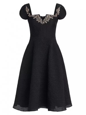 Жаккардовое платье трапециевидной формы Milena с украшением ia, черный THEIA