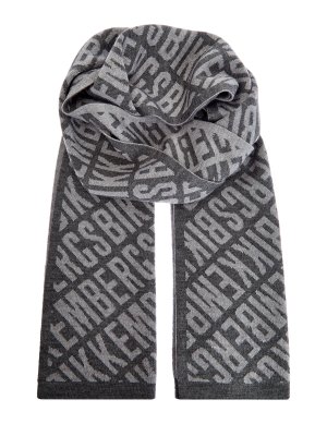 Двухсторонний шарф из теплой пряжи с all-over принтом BIKKEMBERGS. Цвет: серый