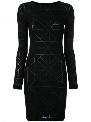 Приталенное платье с геометрическим узором Gareth Pugh. Цвет: чёрный