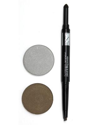 Промо-набор  декоративной косметики YZ (карандаш для бровей+тени век) ИЛЛОЗУР. Цвет: коричневый, серый, темно-коричневый