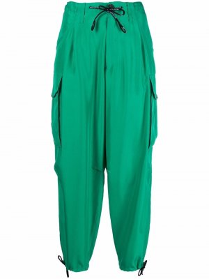 Drawstring tapered silk trousers Alberto Biani. Цвет: зеленый