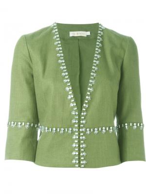 Декорированный пиджак Tory Burch. Цвет: зелёный