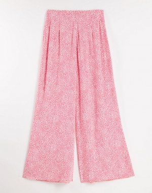 Широкие розовые брюки с мелким цветочным принтом Nobodys Child-Розовый цвет Nobody's Child