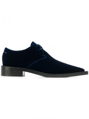 Бархатные туфли на шнуровке Mm6 Maison Margiela. Цвет: синий
