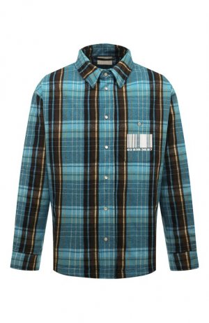 Куртка-рубашка из шерсти и хлопка VTMNTS. Цвет: синий