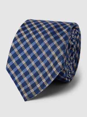 Шелковый галстук с узором по всей поверхности, модель WOVEN GINGHAM, темно-синий Tommy Hilfiger