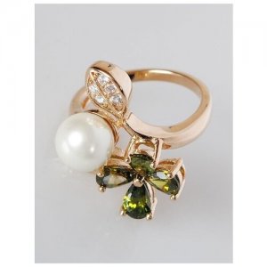 Кольцо помолвочное , жемчуг Swarovski синтетический, размер 20, белый Lotus Jewelry. Цвет: белый