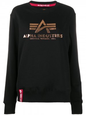 Толстовка с логотипом Alpha Industries. Цвет: черный
