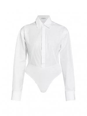 Боди-рубашка с длинными рукавами из смесового хлопка , цвет blanc Alaïa