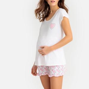 Пижама с шортами для периода беременности LA REDOUTE MATERNITÉ. Цвет: рисунок сердечки