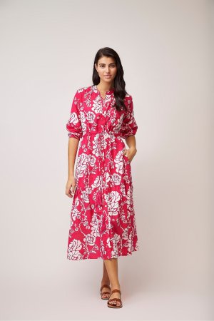 Платье макси цвета Тоскана застегивающееся на пуговицы , розовый Dream
