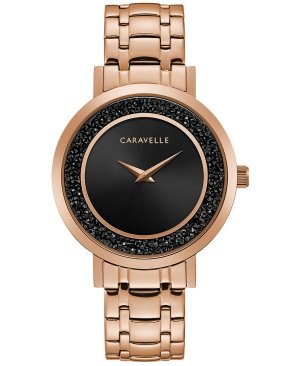 Женские часы-браслет из нержавеющей стали цвета розового золота, 36 мм , золотой Caravelle